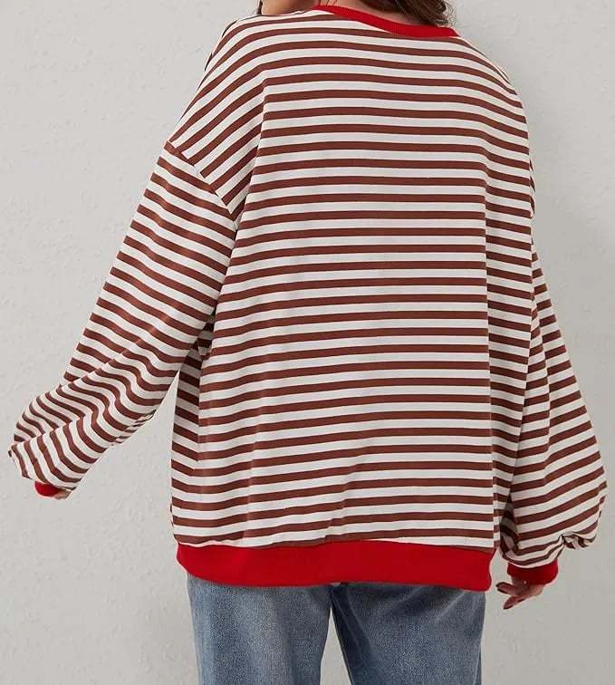 🎁Last Day Sale 49% OFF🏆️2024 Womens Stripes Color Block Sweatshirts-POIULTD