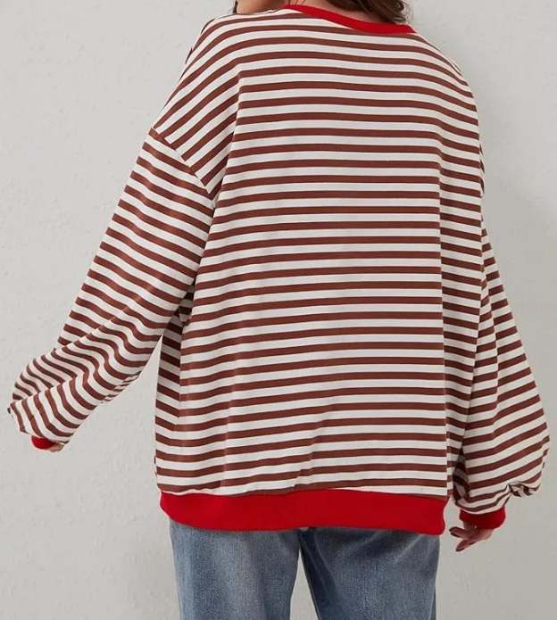 🎁Last Day Sale 49% OFF🏆️2024 Womens Stripes Color Block Sweatshirts-POIULTD