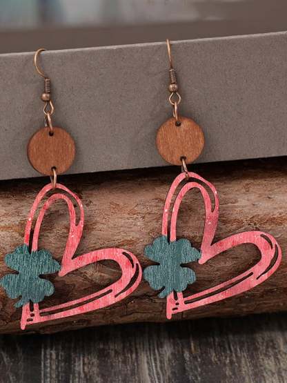 Women's Valentine's Day Hollow Heart Design Versatile Fashionable Earrings-POIULTD