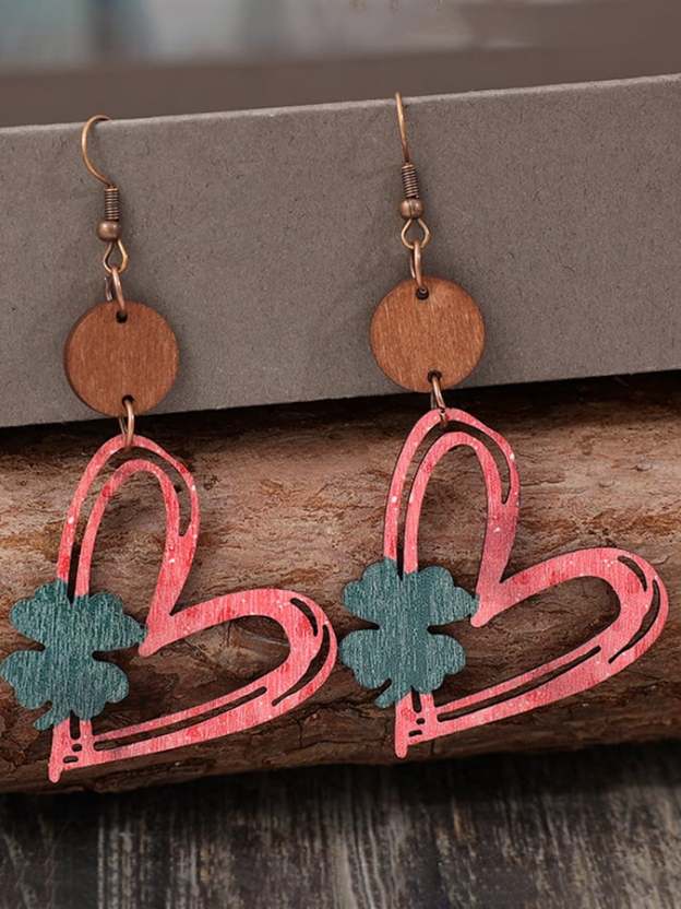 Women's Valentine's Day Hollow Heart Design Versatile Fashionable Earrings-POIULTD