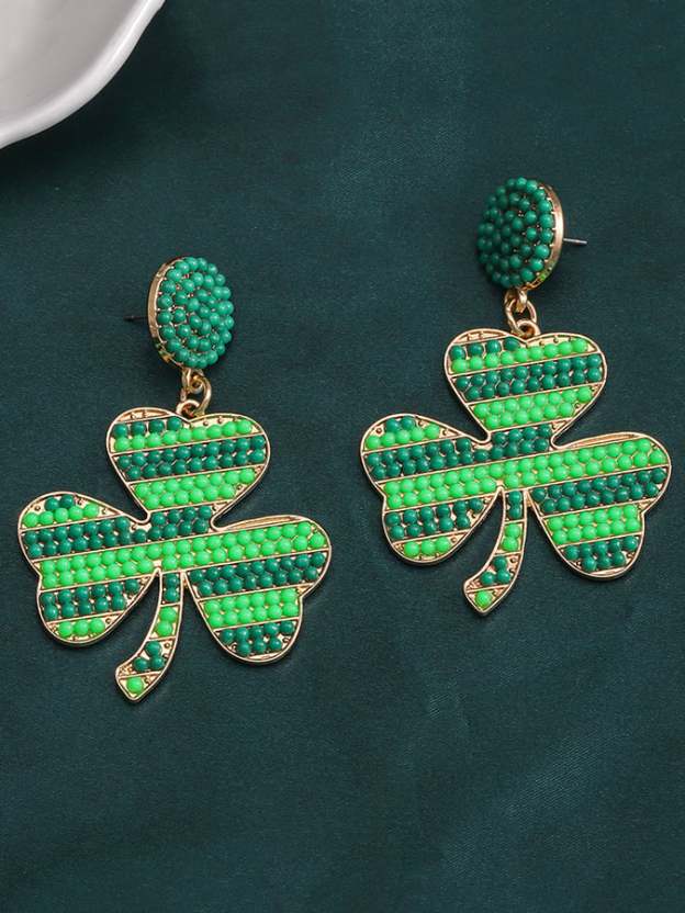 Women's St. Patrick's Day Shamrock Earrings-POIULTD