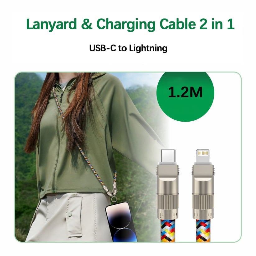 🔥🔥2-in-1 Mobile Phone Lanyard & Charging Cable, compatible with USB-C to USB-C and USB-C to Lightning interfaces-POIULTD