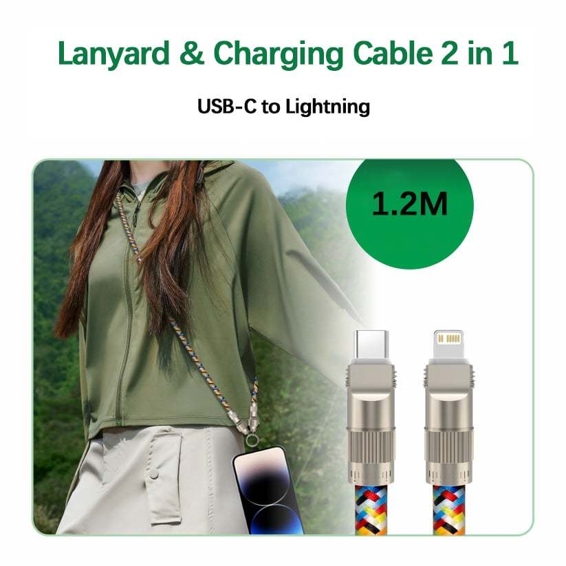 🔥🔥2-in-1 Mobile Phone Lanyard & Charging Cable, compatible with USB-C to USB-C and USB-C to Lightning interfaces-POIULTD