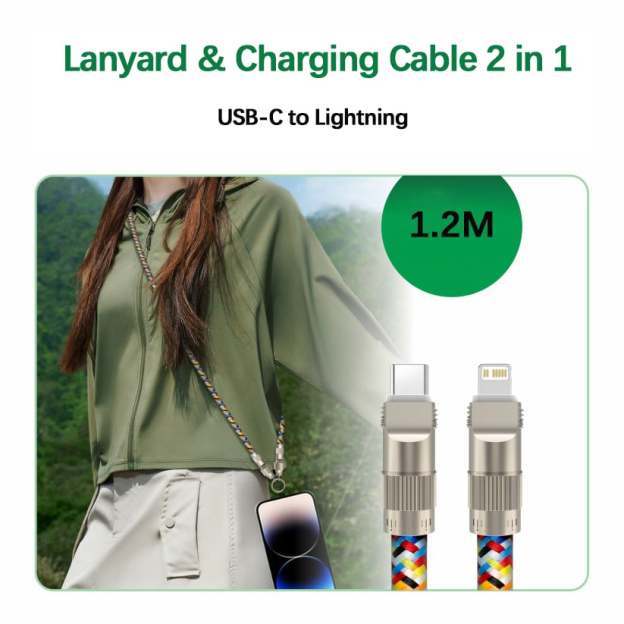 🔥🔥2-in-1 Mobile Phone Lanyard & Charging Cable, compatible with USB-C to USB-C and USB-C to Lightning interfaces-POIULTD