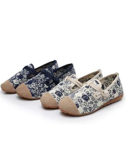 Printing And Dyeing Orchid Cloth Shoes Single Shoes Ethnic Wind Buckle The Bottom Beijing Female Cloth Shoes-POIULTD