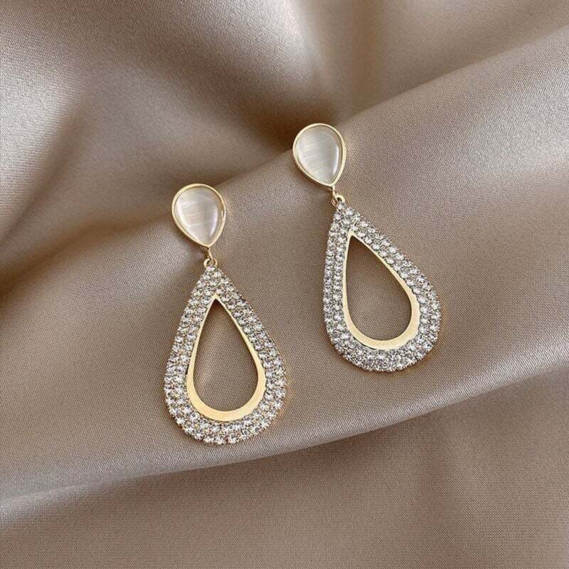 Water drop opal ear studs-POIULTD