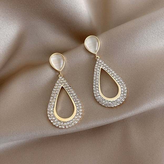 Water drop opal ear studs-POIULTD