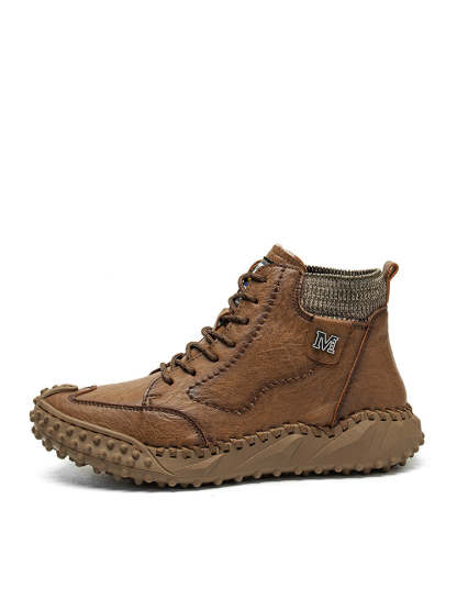 Men Retro Microfiber Leather Non Slip Casual Ankle Boots-POIULTD