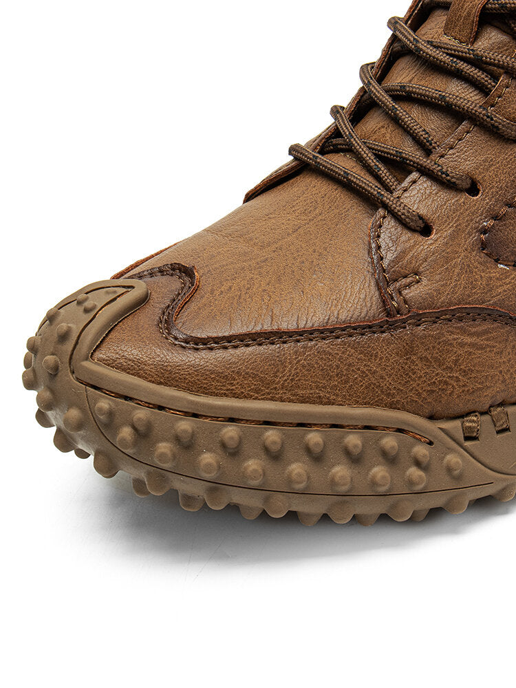 Men Retro Microfiber Leather Non Slip Casual Ankle Boots-POIULTD