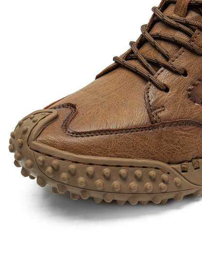 Men Retro Microfiber Leather Non Slip Casual Ankle Boots-POIULTD