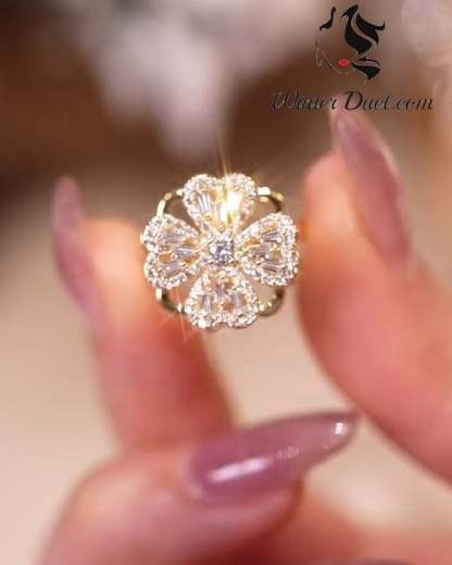 Rotatable Four-Leaf Clover Ring/Earrings/Necklace-POIULTD