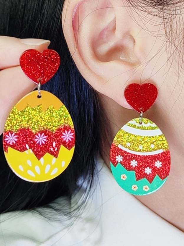 Women's Easter Colorful Bunny Acrylic Drop Earrings-POIULTD