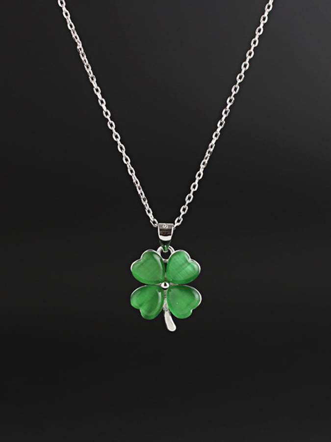 Women St. Patrick's Day Stylish Clover Pendant Necklace-POIULTD