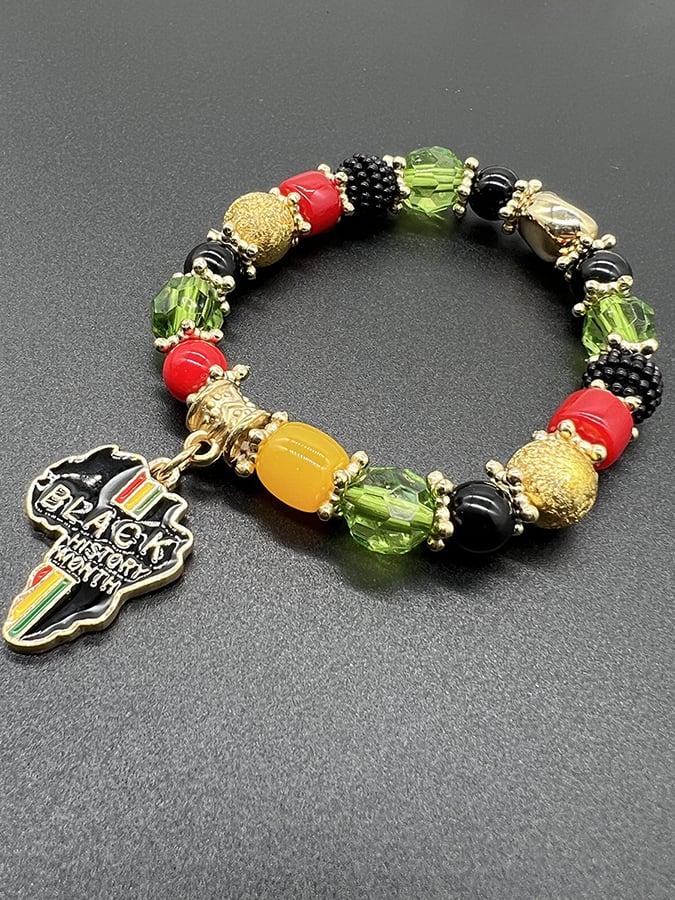 Unisex Black History Month Stretch Cord Bracelet-POIULTD