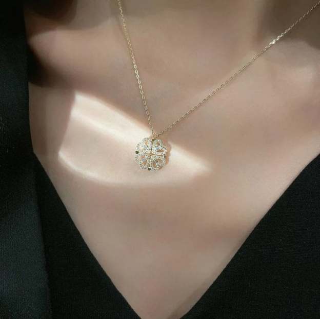 🔥 Last Day Promotion 48% OFF🎁Lucky Heart Sterling Silver Necklace WITH SIX ROSES💖-POIULTD