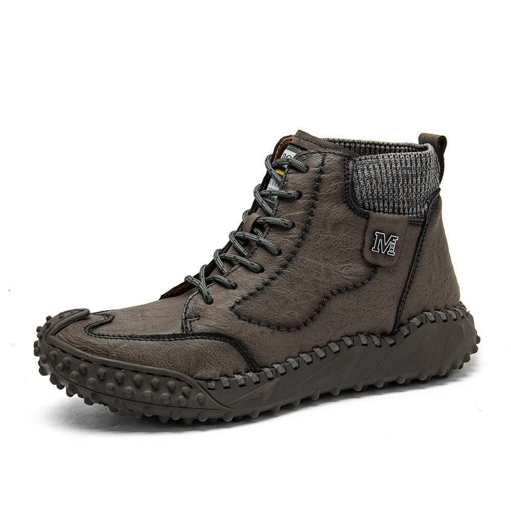 Men Retro Microfiber Leather Non Slip Casual Ankle Boots-POIULTD