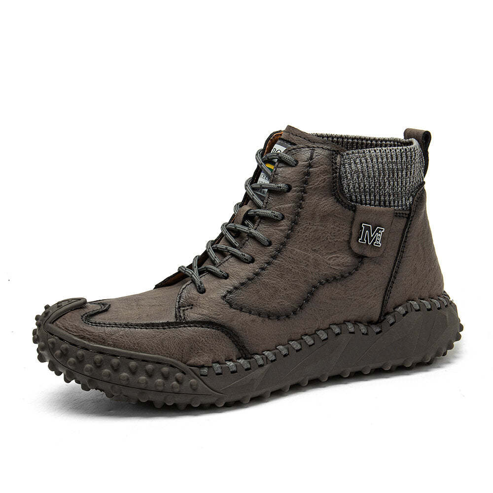 Men Retro Microfiber Leather Non Slip Casual Ankle Boots-POIULTD