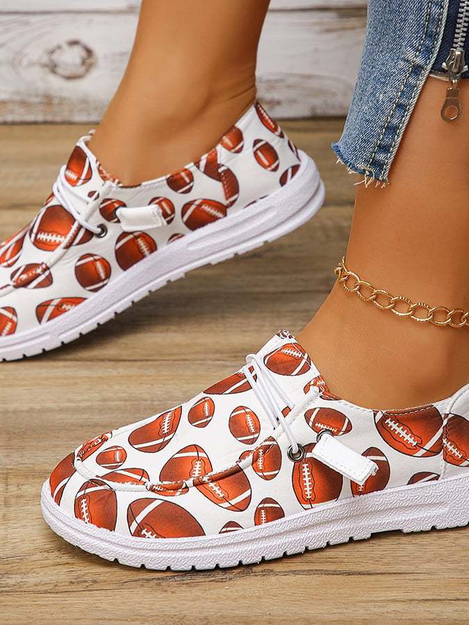 Women's Us Super Bowl Football Soft Sole Fashionable And Versatile Casual Sneakers-POIULTD