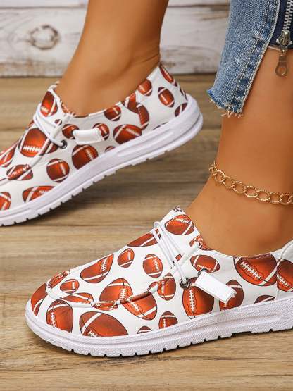 Women's Us Super Bowl Football Soft Sole Fashionable And Versatile Casual Sneakers-POIULTD