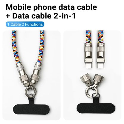 🔥🔥2-in-1 Mobile Phone Lanyard & Charging Cable, compatible with USB-C to USB-C and USB-C to Lightning interfaces-POIULTD