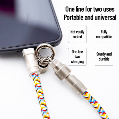 🔥🔥2-in-1 Mobile Phone Lanyard & Charging Cable, compatible with USB-C to USB-C and USB-C to Lightning interfaces-POIULTD