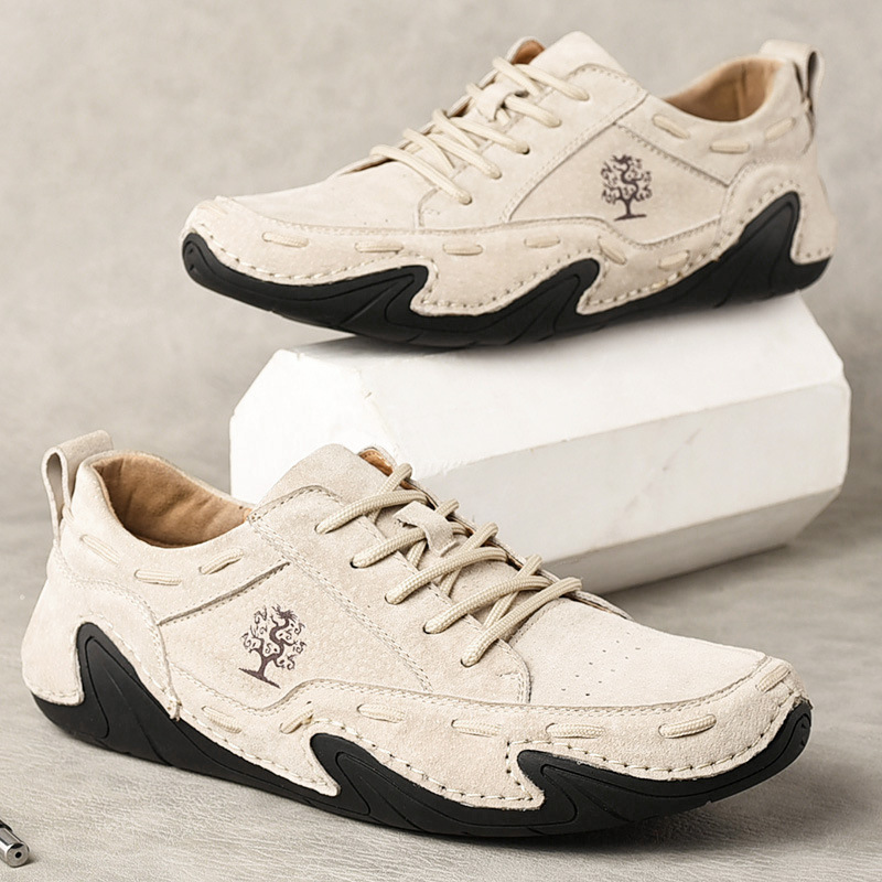 Men's Handmade Leather Shoes Soft Casual Sports Shoes-POIULTD