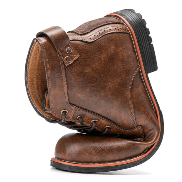 Mens Genuine Leather Waterproof Non-slip Arch Support Vintage Casual Chukka Boots-POIULTD