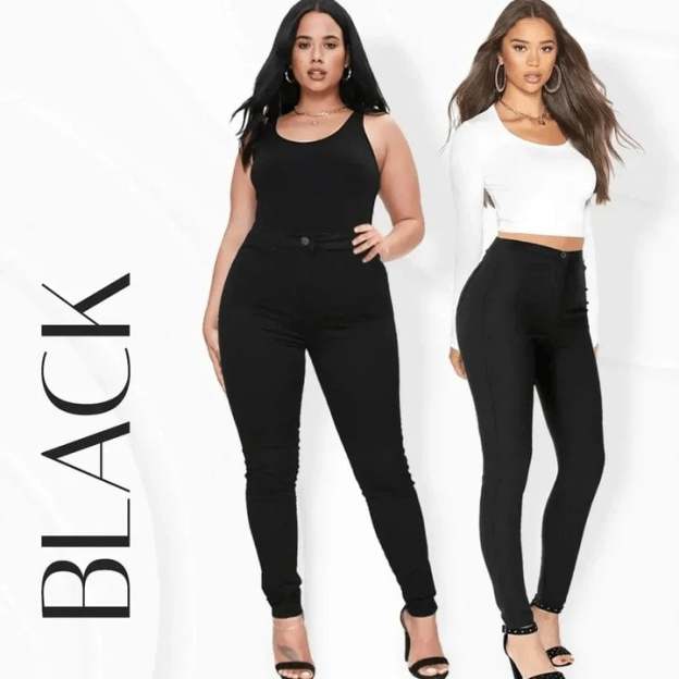 Luxe Stretch Butt Lift High Waist Tummy Slimming Plus-Size Denim Jeans Leggings-POIULTD
