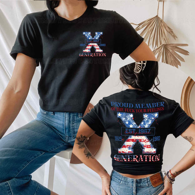 Custom Gen X American Flag T-Shirt-POIULTD