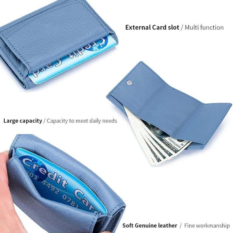 2024 New Genuine Leather RFID Blocking Card Holder Organizer Pocket Mini Wallet-POIULTD