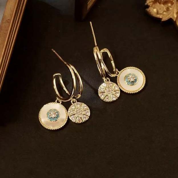 Last Day 50% Off-Natural shell zircon earrings-POIULTD