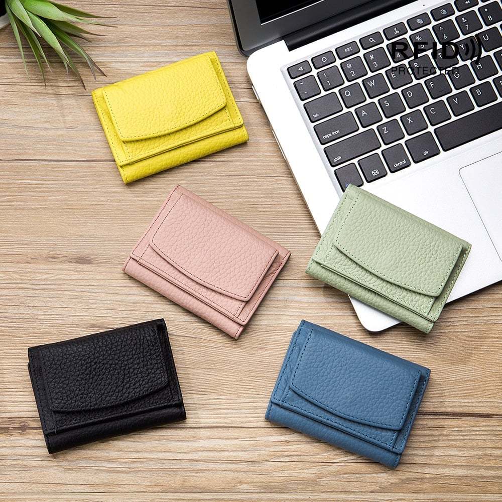 2024 New Genuine Leather RFID Blocking Card Holder Organizer Pocket Mini Wallet-POIULTD