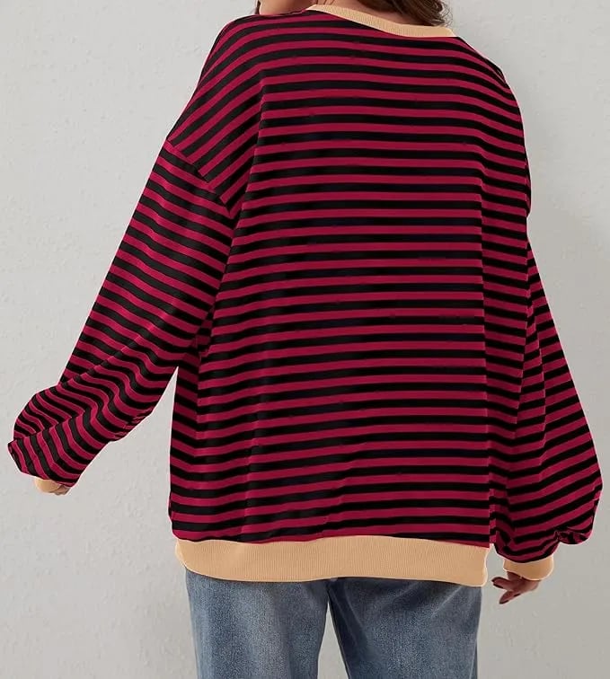 🎁Last Day Sale 49% OFF🏆️2024 Womens Stripes Color Block Sweatshirts-POIULTD