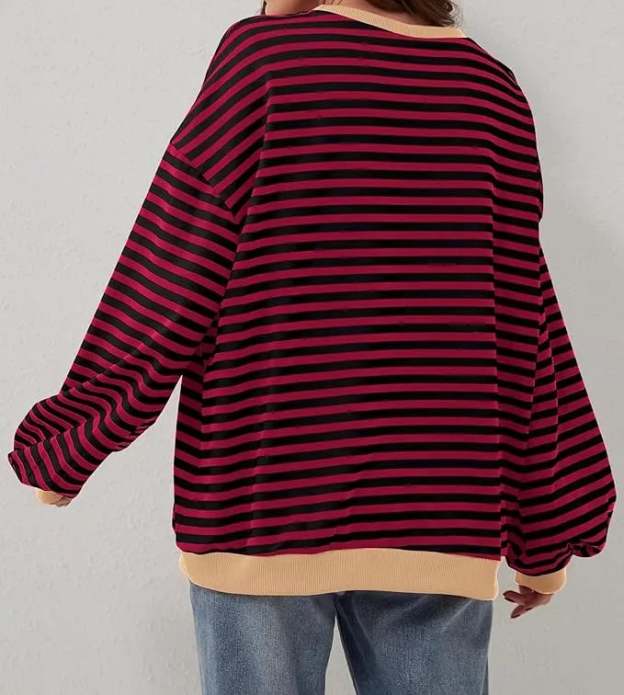 🎁Last Day Sale 49% OFF🏆️2024 Womens Stripes Color Block Sweatshirts-POIULTD