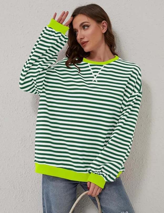 🎁Last Day Sale 49% OFF🏆️2024 Womens Stripes Color Block Sweatshirts-POIULTD