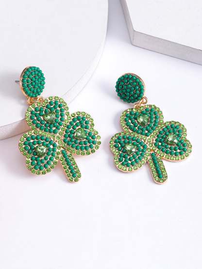 Women's St. Patrick's Day Shamrock Earrings-POIULTD