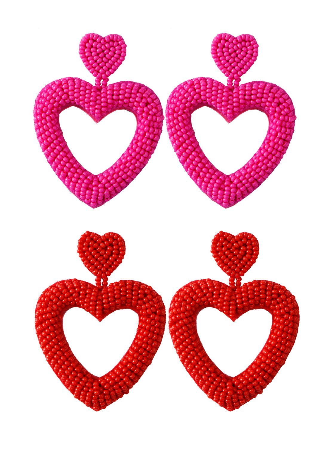 Hand-Woven Romantic Heart-Shaped Earrings-POIULTD
