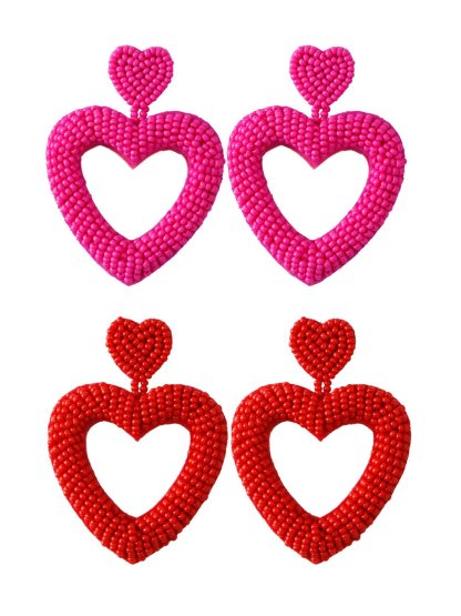 Hand-Woven Romantic Heart-Shaped Earrings-POIULTD