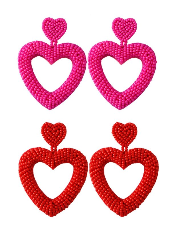 Hand-Woven Romantic Heart-Shaped Earrings-POIULTD