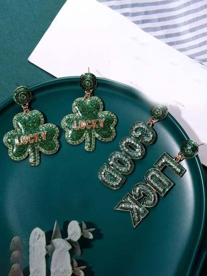 Women Fashionable And Versatile St. Patrick's Day Earrings-POIULTD