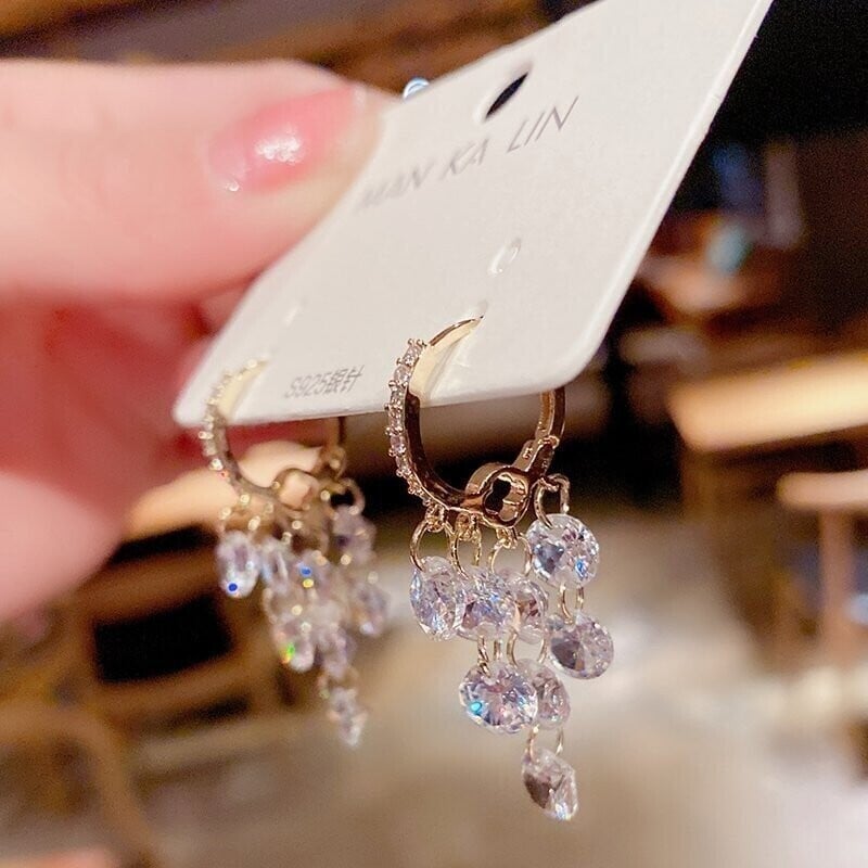 Crystal string earrings-POIULTD