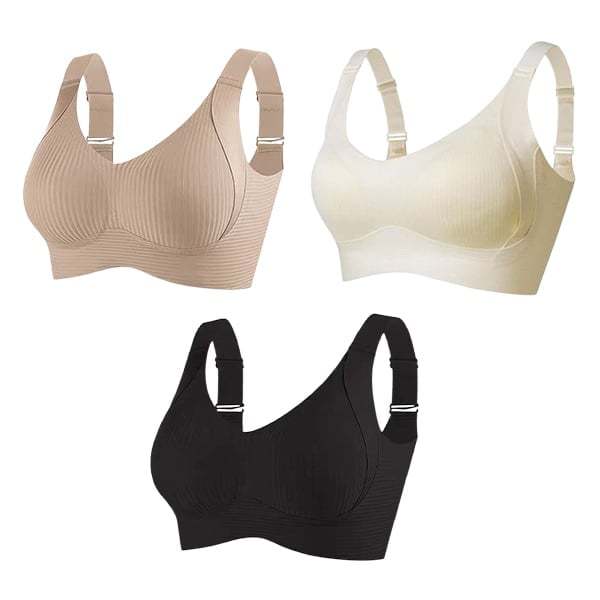 🎉Last Day -🏆️Women's Ribbed Push Up Adjustable Wireless Bra-POIULTD