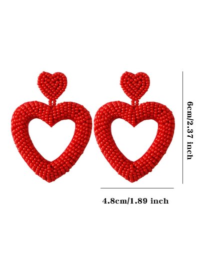 Hand-Woven Romantic Heart-Shaped Earrings-POIULTD