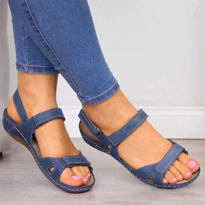 Thick Sole Sloping Heel Velcro Casual Women'S Sandals-POIULTD