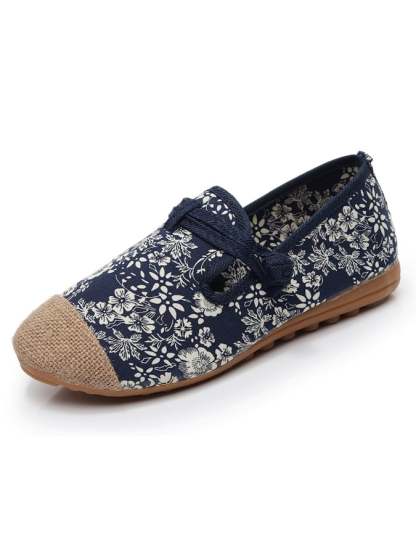 Printing And Dyeing Orchid Cloth Shoes Single Shoes Ethnic Wind Buckle The Bottom Beijing Female Cloth Shoes-POIULTD