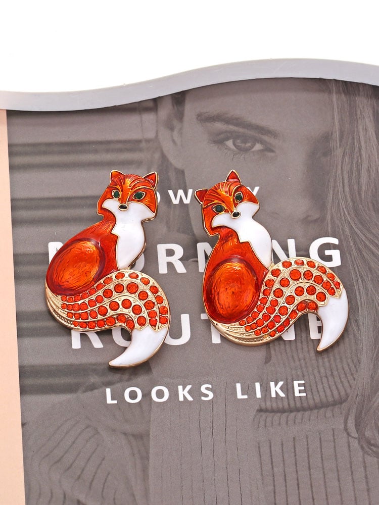 Funny Fox Cartoon Earrings-POIULTD