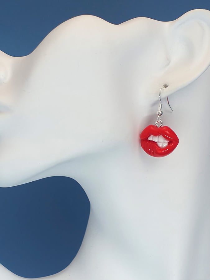 Women's Carnival Lips Flame Red Lips Creative Personalized Funny Earrings-POIULTD