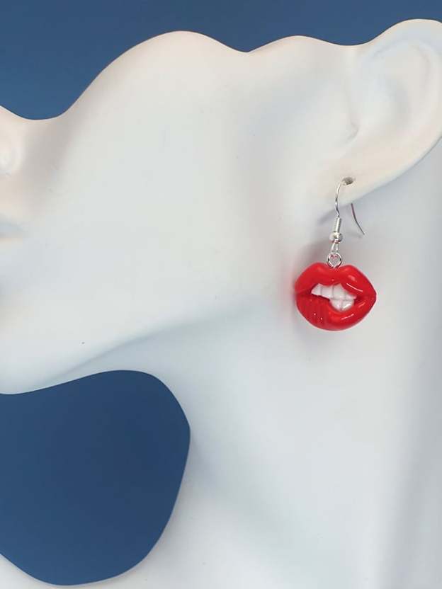 Women's Carnival Lips Flame Red Lips Creative Personalized Funny Earrings-POIULTD