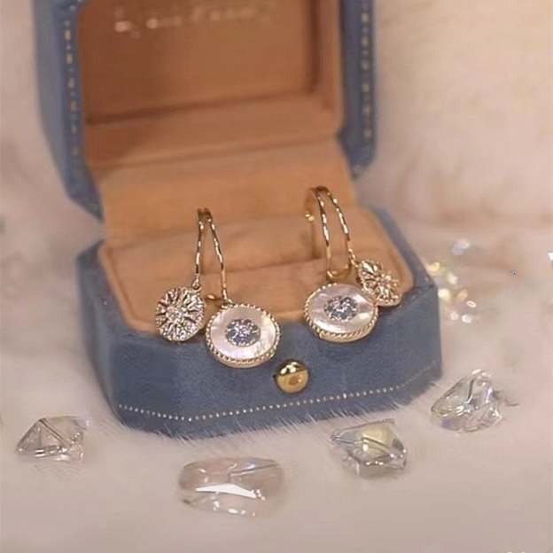 Last Day 50% Off-Natural shell zircon earrings-POIULTD
