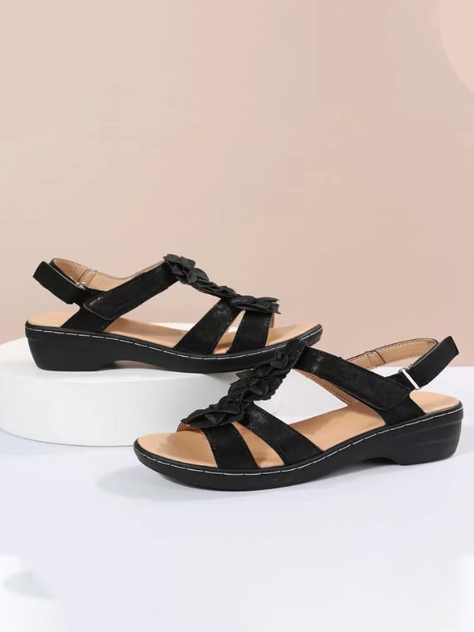 New Comfortable Fashion Hollow Slope And Fish Mouth Flowers Casual Comfortable Large Size Sandals Women-POIULTD